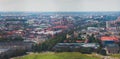 Beautiful super wide-angle panoramic aerial view of Stockholm. Sweden with harbor and skyline with scenery beyond the city Royalty Free Stock Photo