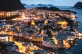 Beautiful super wide-angle summer aerial view of Alesund, Norway