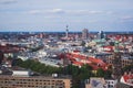 Beautiful super wide-angle summer aerial view of Hannover, Germany, Lower Saxony, seen from observation deck of New Town Hall, Han