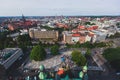 Beautiful super wide-angle summer aerial view of Hannover, Germany, Lower Saxony, seen from observation deck of New Town Hall, Han