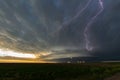 Structure of a rotating storm with lightning near the border of Kansas and Colorado Royalty Free Stock Photo