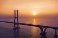 Beautiful Suramadu bridge scenery at sunset