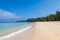 Beautiful Surin beach in Choeng Thale city, Phuket, Thailand with white sand, turquoise water and palm trees
