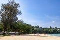 Beautiful Surin beach in Choeng Thale city, Phuket, Thailand with white sand, turquoise water and palm trees