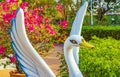 Beautiful swan figure in a park in Bangkok Thailand