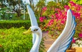 Beautiful swan figure in a park in Bangkok Thailand