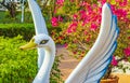 Beautiful swan figure in a park in Bangkok Thailand