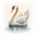 Beautiful Swan Full Body Illustration. Generative AI