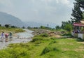 Beautiful swat valley Pakistan mountains with green trees and grass water stream,natural landscape Royalty Free Stock Photo