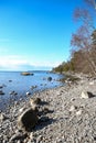 Beautiful Sweden city NynÃÂ¤shamn.rock cliff seaside archipelago shore view with Baltic Sea clear sky Royalty Free Stock Photo