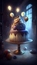Beautiful celebration festive cake, fresh tired homemade bakery composition. Generative AI illustration