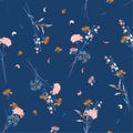 Beautiful sweet wild flower pattern Botanical Motifs scattered r Royalty Free Stock Photo