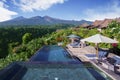 Beautiful swim pool with Rinjani mountain scenery