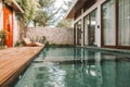 Beautiful swimming pool inside a tropical beach resort in the Philippines Royalty Free Stock Photo