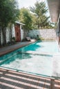 Beautiful swimming pool inside a tropical beach resort in the Philippines Royalty Free Stock Photo