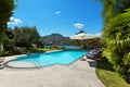 Beautiful swimming pool overlooking the lake Royalty Free Stock Photo