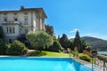 Beautiful swimming pool overlooking the lake Royalty Free Stock Photo