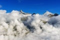 Beautiful Swiss Alps landscape with mountain in clouds view in summer, Zermatt, Switzerland Royalty Free Stock Photo