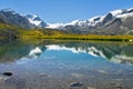 Beautiful Swiss Alps landscape with Stellisee lake and Matterhorn mountain reflection in water, summer mountains view, Zermatt Royalty Free Stock Photo