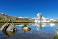 Beautiful Swiss Alps landscape with Stellisee lake and Matterhorn mountain reflection in water, Zermatt, Switzerland Royalty Free Stock Photo