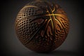 Beautiful symbolic basketball ball in black brown tones with ornament, generative ai