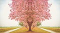 Beautiful Tabebuia rosea tree, pink flower blooming in garden