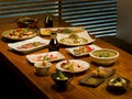 Beautiful table of Japanese food