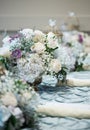 Beautiful table serving with bouquets