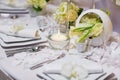 Beautiful table set for an event party or wedding reception Royalty Free Stock Photo