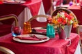 Beautiful table setting in a beach restaurant