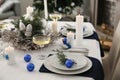 Beautiful table setting for Christmas dinner Royalty Free Stock Photo