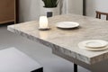 Beautiful table setting in modern room, closeup. Interior design