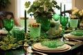 Beautiful table setting for St. Patrick's Day celebration Royalty Free Stock Photo