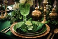 Beautiful table setting for St. Patrick's Day celebration Royalty Free Stock Photo