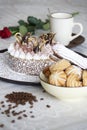 Beautiful table with sweets coffee cake Royalty Free Stock Photo