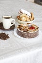 Beautiful table with sweets coffee cake Royalty Free Stock Photo