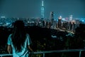 Beautiful Taipei skyline at night. Taipei 101 skyscraper featured. Taiwan Royalty Free Stock Photo