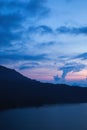 Tamblingan Lake in dusk after sunset. Blue hour time. Royalty Free Stock Photo
