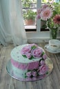 beautiful tart with flower decoration