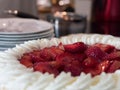 Delicious strawberry birthday cake with cream