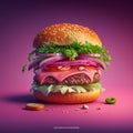 Beautiful tasty pink hamburger art. Royalty Free Stock Photo