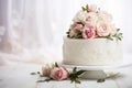 beautiful tasty wedding cake decorated AI generated