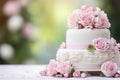 beautiful tasty wedding cake decorated AI generated