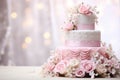 beautiful tasty wedding cake decorated AI generated