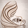 Beautiful Tattoo of floral decorated brown color. design. Royalty Free Stock Photo