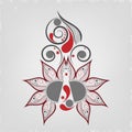 Beautiful Tattoo of floral decorated grey and red colour.