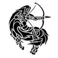 Tattoo art with black centaur archer silhouette