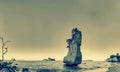 Beautiful Te Hoho Rock at Cathedral Cove Marine Reserve, Coromandel Peninsula, New Zealand. Panoramic view Royalty Free Stock Photo