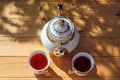 Beautiful tea set, porcelain teapot Royalty Free Stock Photo