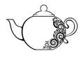 Beautiful teapot, decorated with black and white f